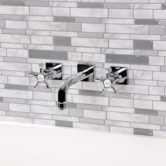 Wall Mount Bathroom Faucet, Hamilton, 3-Hole with Two Handles in Polished Chrome