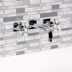 Wall Mount Bathroom Faucet, Hamilton, 3-Hole with Two Handles in Polished Chrome