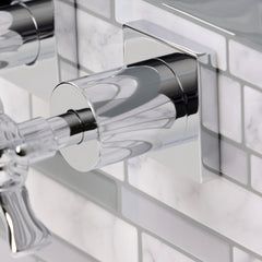 Wall Mount Bathroom Faucet, Hamilton, 3-Hole with Two Handles in Polished Chrome