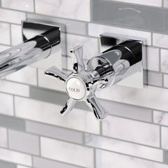 Wall Mount Bathroom Faucet, Hamilton, 3-Hole with Two Handles in Polished Chrome