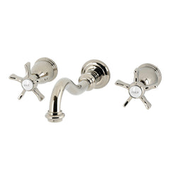 Wall Mount Bathroom Faucet, Hamilton, Double Handle 3-Hole in Polished Nickel