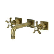Wall Mount Bathroom Faucet, Hamilton, Double Handle in Antique Brass