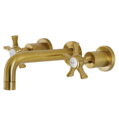 Wall Mount Bathroom Faucet, Hamilton, Double Handle in Brushed Brass