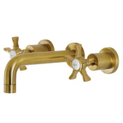 Wall Mount Bathroom Faucet, Hamilton, Double Handle in Brushed Brass