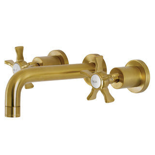 Wall Mount Bathroom Faucet, Hamilton, Double Handle in Brushed Brass