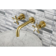 Wall Mount Bathroom Faucet, Hamilton, Double Handle in Brushed Brass