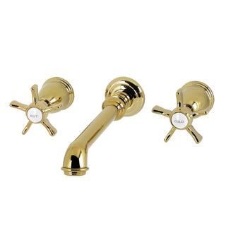 Wall Mount Bathroom Faucet, Hamilton, Double Handle in Polished Brass