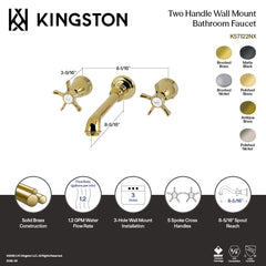 Wall Mount Bathroom Faucet, Hamilton, Double Handle in Polished Brass