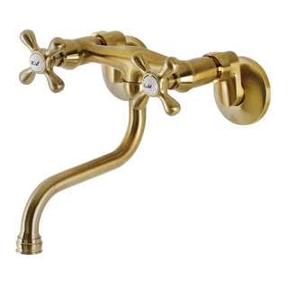 Wall Mount Bathroom Faucet, Heirloom, 2-Hole Double Handle in Brushed Brass