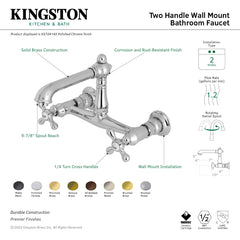 Wall Mount Bathroom Faucet, Heirloom, 2-Hole Double Handle in Brushed Nickel