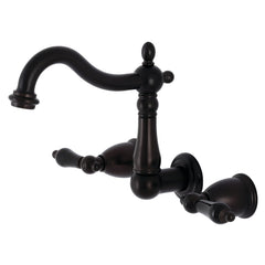 Wall Mount Bathroom Faucet, Heirloom, 3-Hole Double Handle in Oil Rubbed Bronze