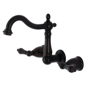 Wall Mount Bathroom Faucet, Heirloom, 3-Hole Double Handle in Oil Rubbed Bronze