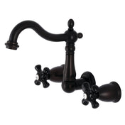 Wall Mount Bathroom Faucet, Heirloom, 3-Hole with Two Handles in Oil Rubbed Bronze
