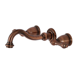 Wall Mount Bathroom Faucet, Heirloom, Double Handle in Antique Copper