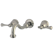 Wall Mount Bathroom Faucet, Heirloom, Double Handle in Brushed Nickel