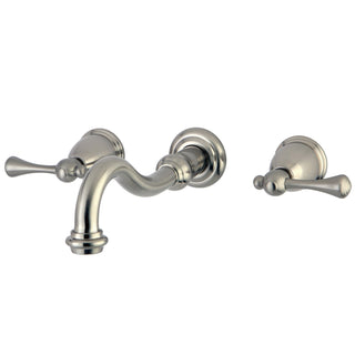 Wall Mount Bathroom Faucet, Heirloom, Double Handle in Brushed Nickel