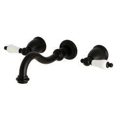 Wall Mount Bathroom Faucet, Heirloom, Double Handle in Matte Black
