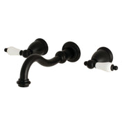 Wall Mount Bathroom Faucet, Heirloom, Double Handle in Matte Black