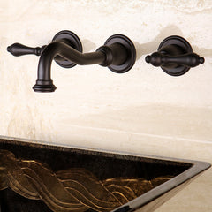 Wall Mount Bathroom Faucet, Heirloom, Double Handle in Oil Rubbed Bronze