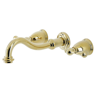 Wall Mount Bathroom Faucet, Heirloom, Double Handle in Polished Brass