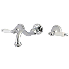 Wall Mount Bathroom Faucet, Heirloom, Double Handle in Polished Chrome