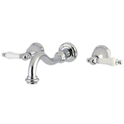 Wall Mount Bathroom Faucet, Heirloom, Double Handle in Polished Chrome