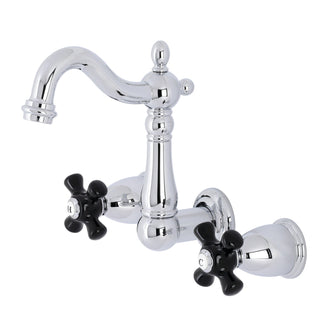 Wall Mount Bathroom Faucet, Heirloom, Double Handle in Polished Chrome