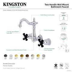 Wall Mount Bathroom Faucet, Heirloom, Double Handle in Polished Chrome