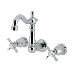 Wall Mount Bathroom Faucet, Heirloom, Double-Handle in Polished Chrome