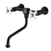 Wall Mount Bathroom Faucet, Heritage with Double Handles in Matte Black