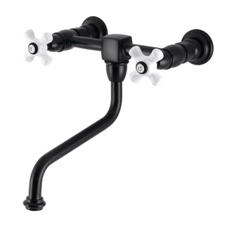 Wall Mount Bathroom Faucet, Heritage with Double Handles in Matte Black