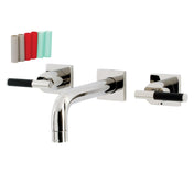 Wall Mount Bathroom Faucet, Kaiser, Double-Handle 3-Hole in Polished Nickel