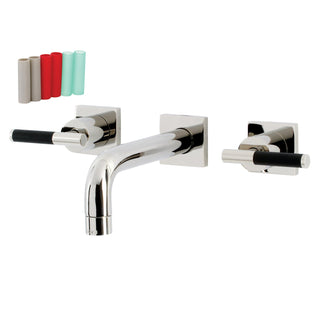 Wall Mount Bathroom Faucet, Kaiser, Double-Handle 3-Hole in Polished Nickel