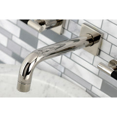 Wall Mount Bathroom Faucet, Kaiser, Double-Handle 3-Hole in Polished Nickel