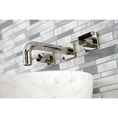 Wall Mount Bathroom Faucet, Kaiser, Double-Handle 3-Hole in Polished Nickel