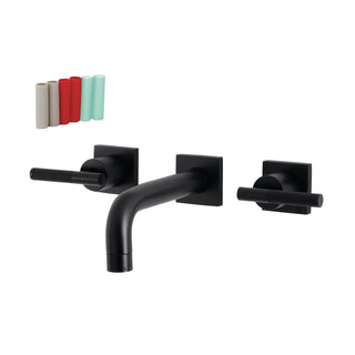 Wall Mount Bathroom Faucet, Kaiser, Double Handle in Matte Black