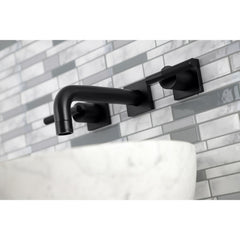 Wall Mount Bathroom Faucet, Kaiser, Double Handle in Matte Black