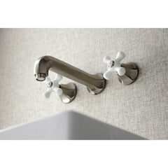 Wall Mount Bathroom Faucet, Metropolitan, 3-Hole Double-Handle in Brushed Nickel