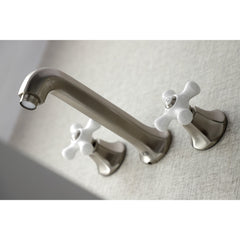 Wall Mount Bathroom Faucet, Metropolitan, 3-Hole Double-Handle in Brushed Nickel