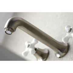 Wall Mount Bathroom Faucet, Metropolitan, 3-Hole Double-Handle in Brushed Nickel