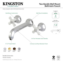 Wall Mount Bathroom Faucet, Metropolitan, 3-Hole Double-Handle in Brushed Nickel