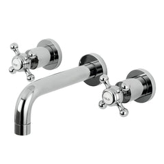 Wall Mount Bathroom Faucet, Metropolitan, 3-Hole Double Handle in Polished Chrome