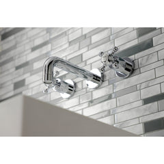 Wall Mount Bathroom Faucet, Metropolitan, 3-Hole Double Handle in Polished Chrome