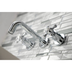 Wall Mount Bathroom Faucet, Metropolitan, 3-Hole Double Handle in Polished Chrome