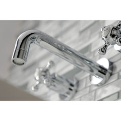 Wall Mount Bathroom Faucet, Metropolitan, 3-Hole Double Handle in Polished Chrome