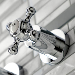 Wall Mount Bathroom Faucet, Metropolitan, 3-Hole Double Handle in Polished Chrome