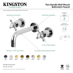 Wall Mount Bathroom Faucet, Metropolitan, 3-Hole Double Handle in Polished Chrome