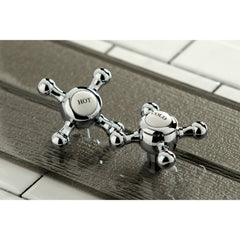 Wall Mount Bathroom Faucet, Metropolitan, 3-Hole Double Handle in Polished Chrome