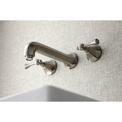Wall Mount Bathroom Faucet, Metropolitan, Double Handle in Brushed Nickel