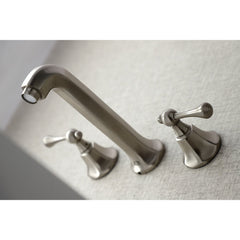 Wall Mount Bathroom Faucet, Metropolitan, Double Handle in Brushed Nickel